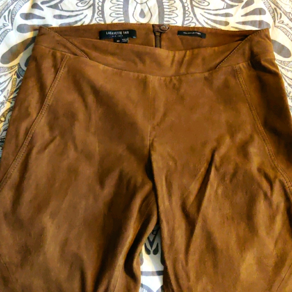 Lafayette 148 New York Lambskin Suede Pants